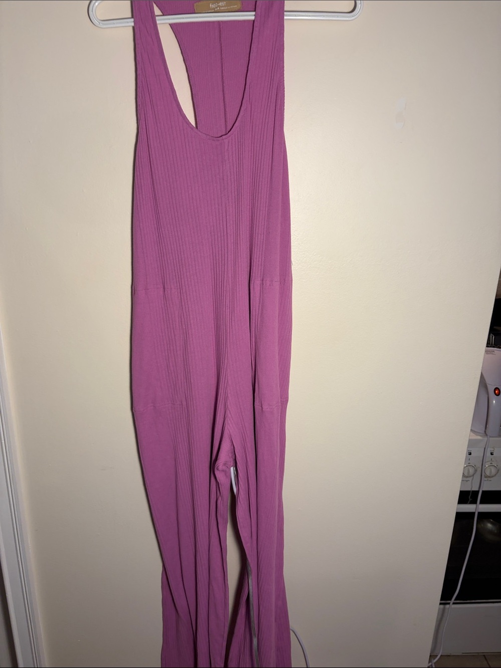 Free People Ribbed Sleeveless Jumpsuit in Mauve